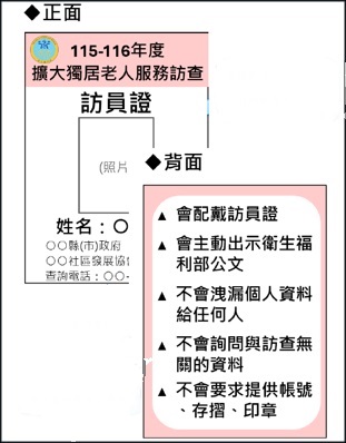 訪員證(正面與背面)